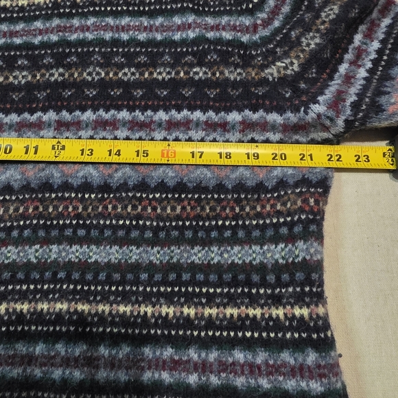 Eddie Bauer Pullover Sweater Women's L Blue Fair Isle Long Sleeve Crew Neck Wool - Picture 7 of 8